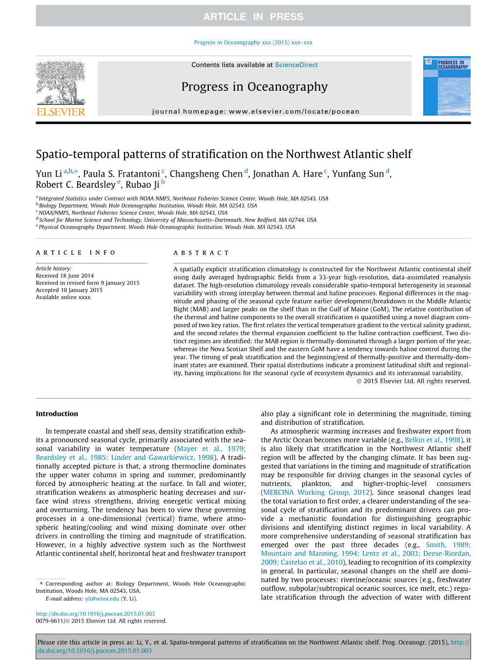 Spatio-Temporal Patterns of Stratification on the Northwest