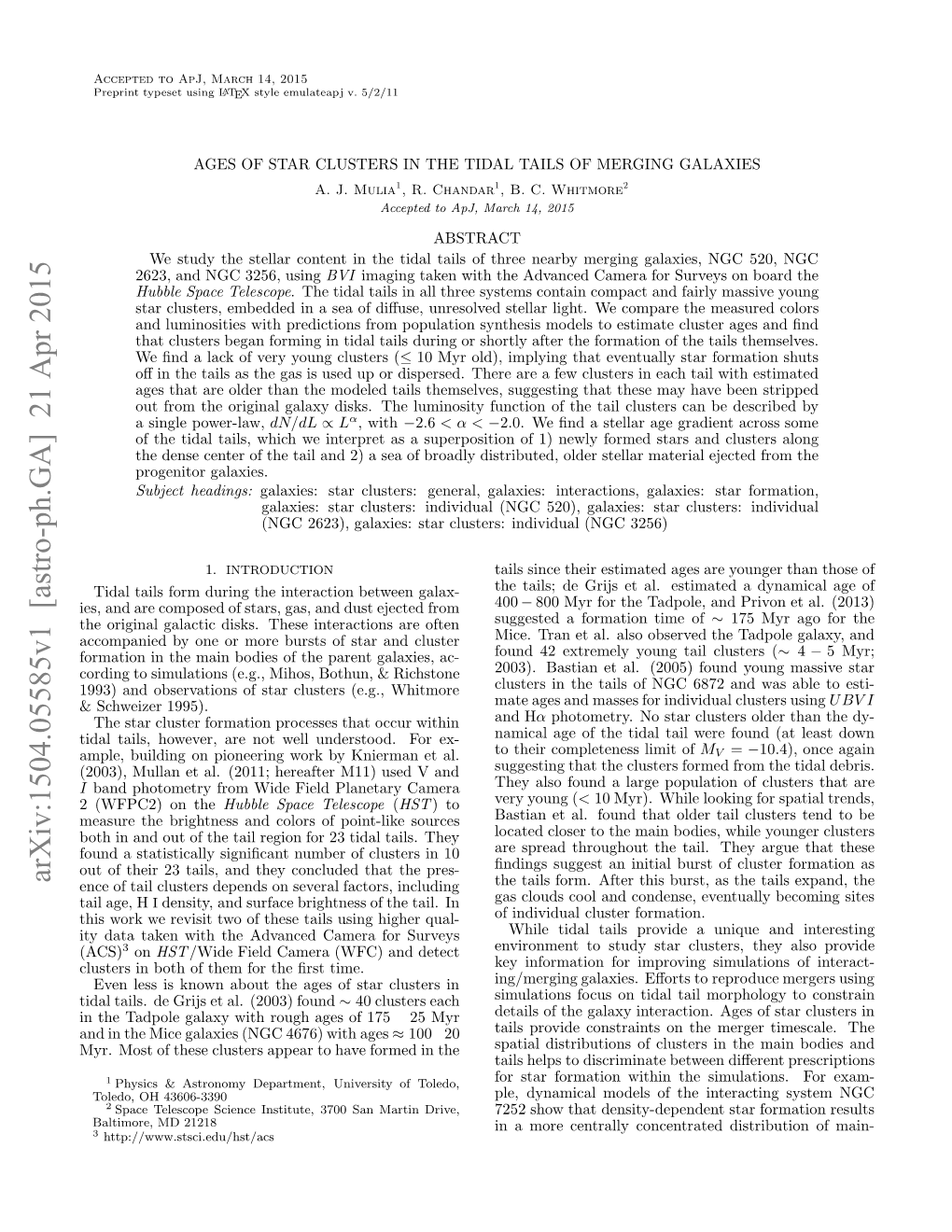 Ages of Star Clusters in the Tidal Tails of Merging Galaxies