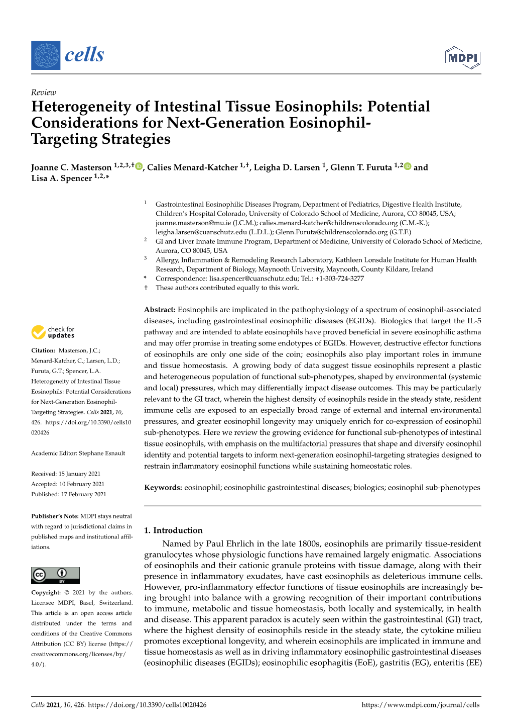 Heterogeneity of Intestinal Tissue Eosinophils: Potential Considerations for Next-Generation Eosinophil- Targeting Strategies