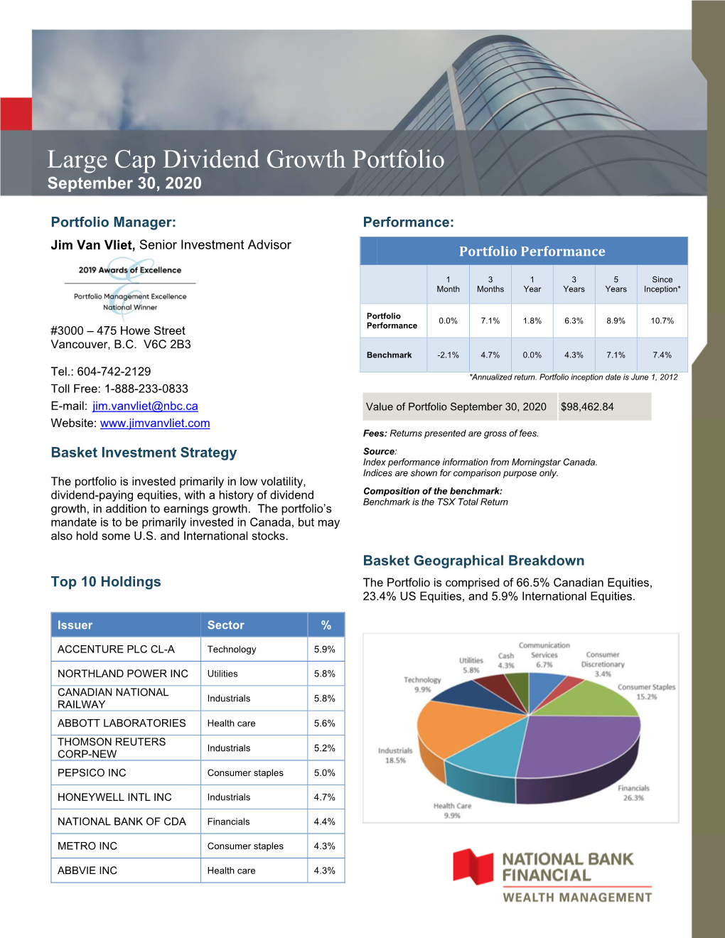 Large Cap Dividend Growth Portfolio September 30, 2020