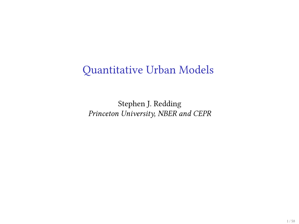 Quantitative Urban Models