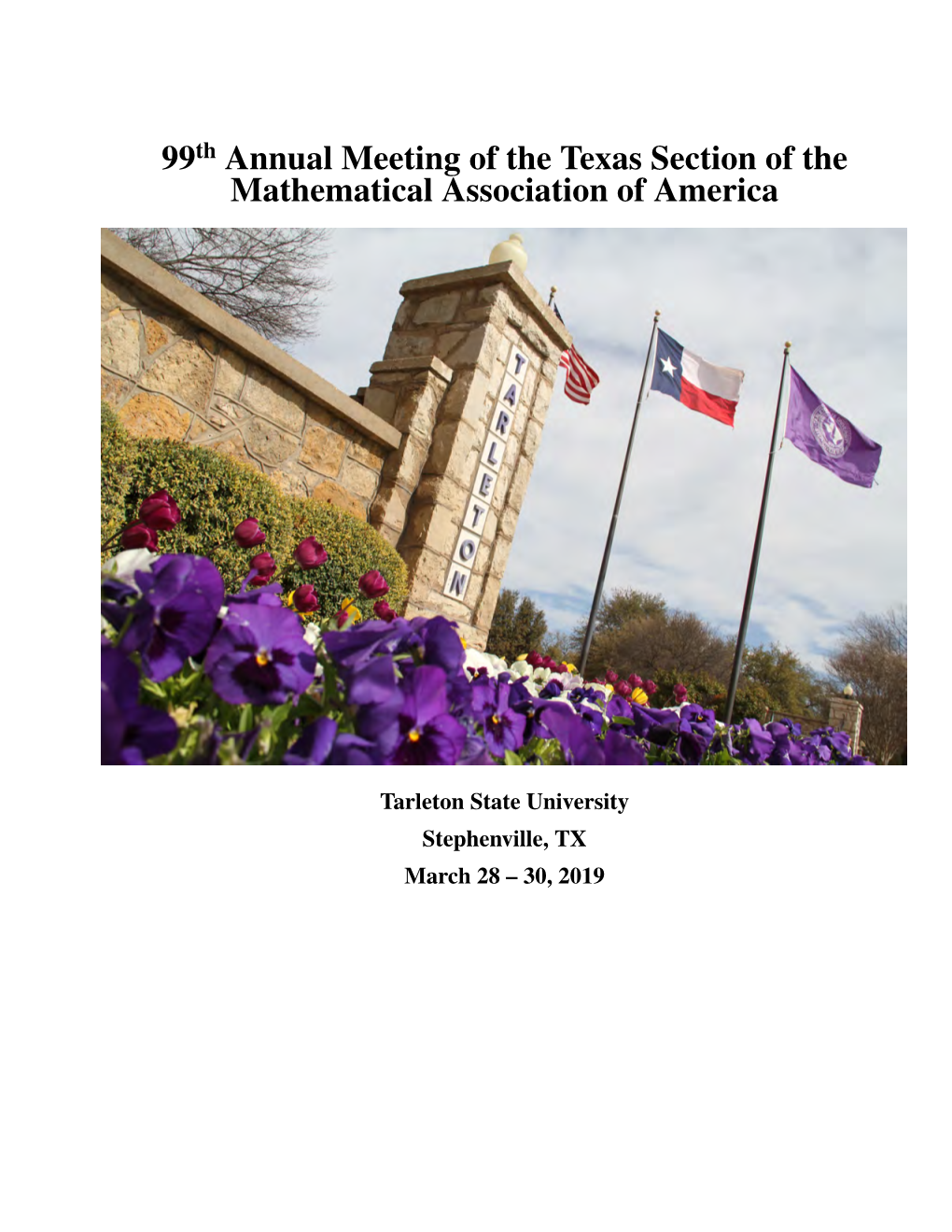 99Th Annual Meeting of the Texas Section of the Mathematical Association of America