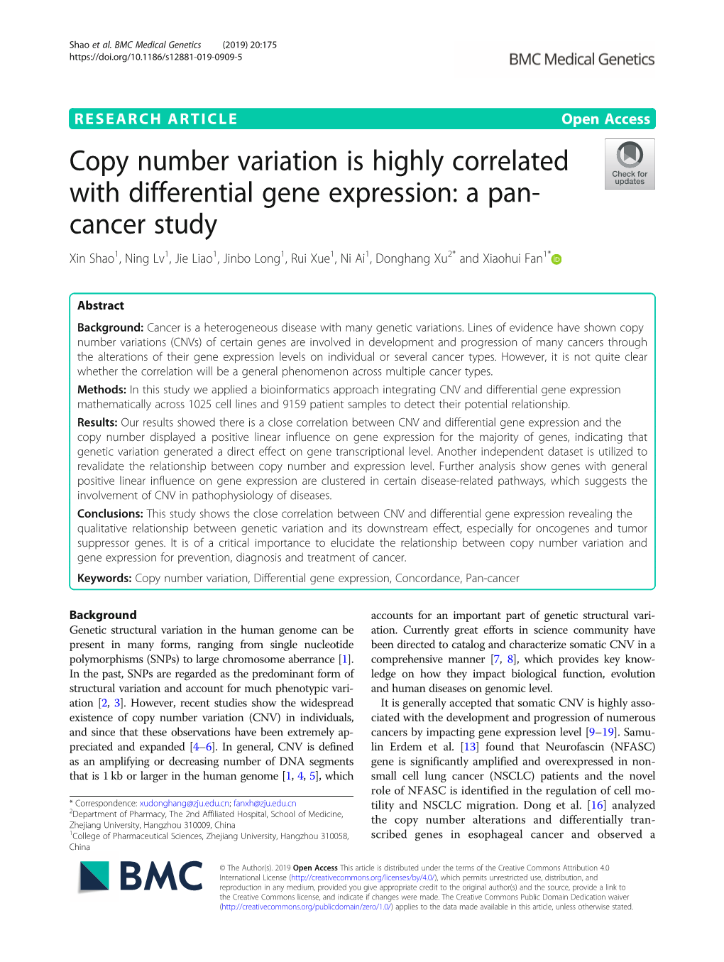 Copy Number Variation Is Highly Correlated with Differential Gene Expression