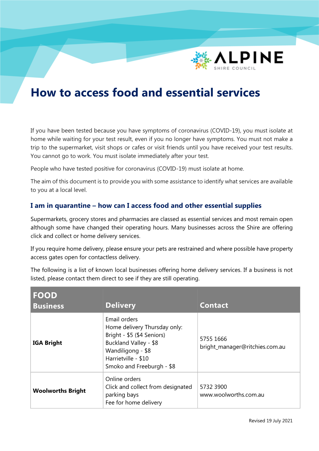 How to Access Food and Essential Services