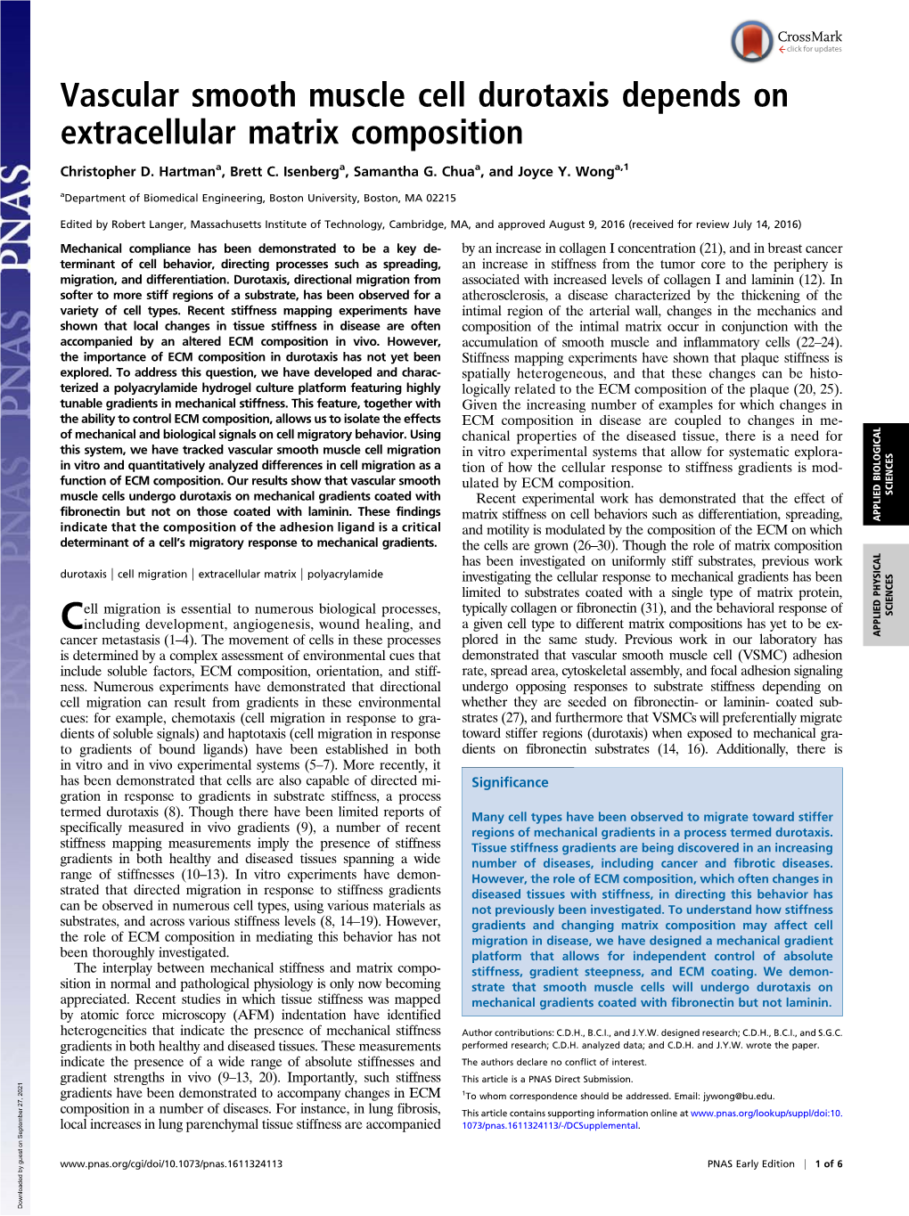 Vascular Smooth Muscle Cell Durotaxis Depends on Extracellular Matrix Composition