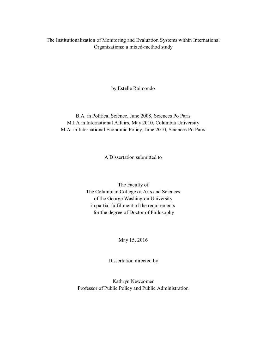 The Institutionalization of Monitoring and Evaluation Systems Within International Organizations: a Mixed-Method Study