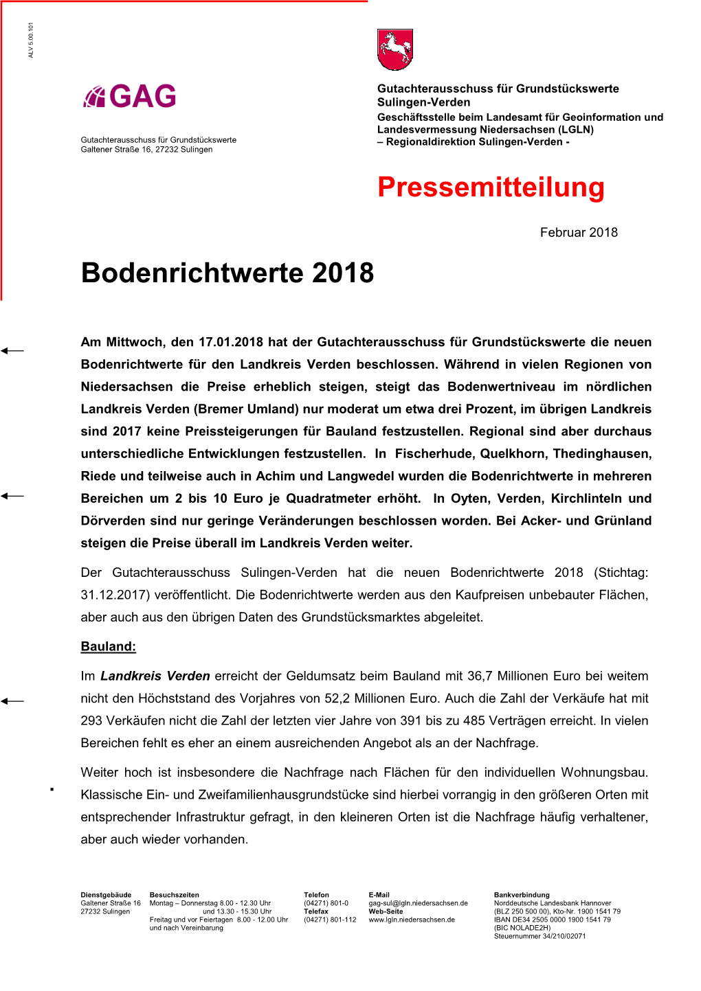 Pressemitteilung Bodenrichtwerte 2018