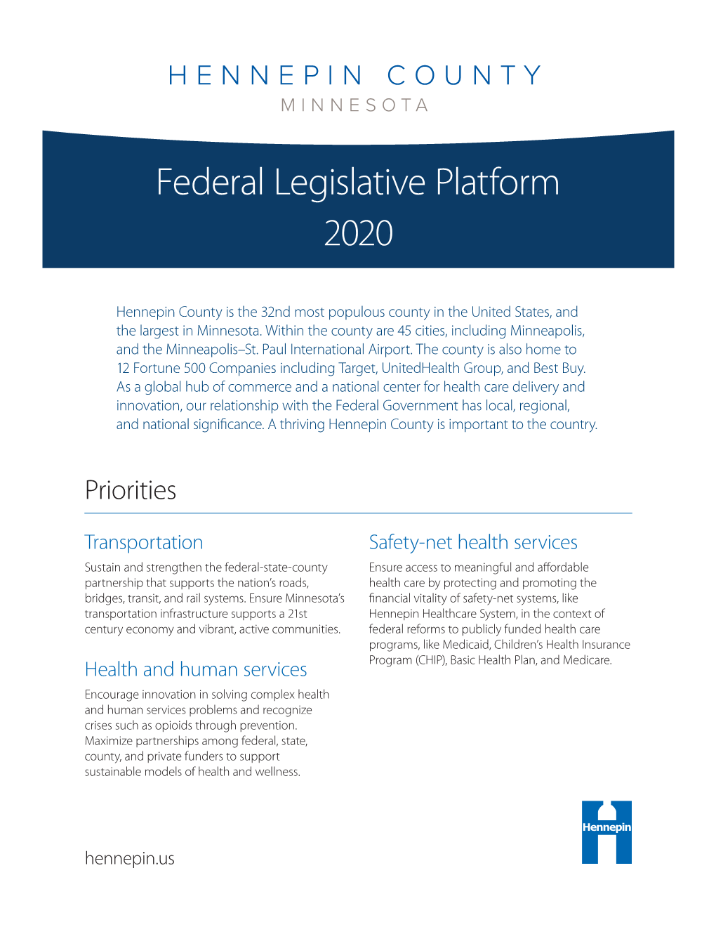 Federal Legislative Platform 2020