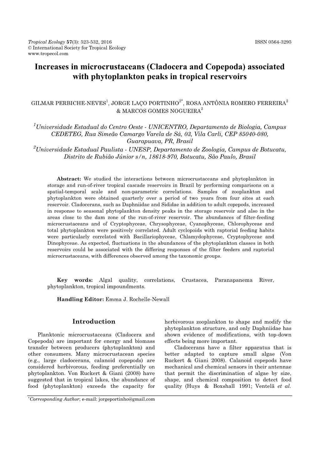 Cladocera and Copepoda) Associated with Phytoplankton Peaks in Tropical Reservoirs