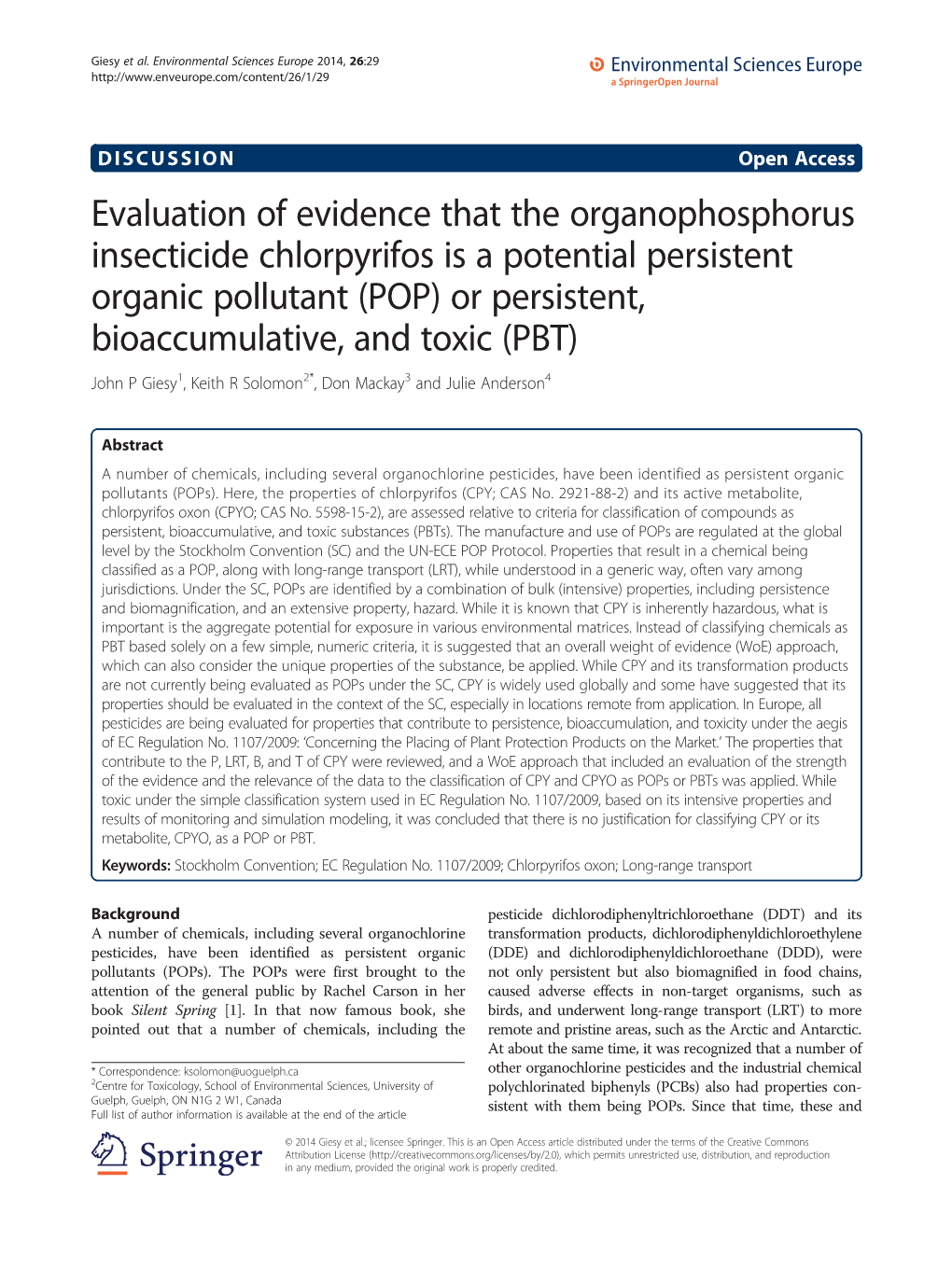 Evaluation of Evidence That the Organophosphorus Insecticide