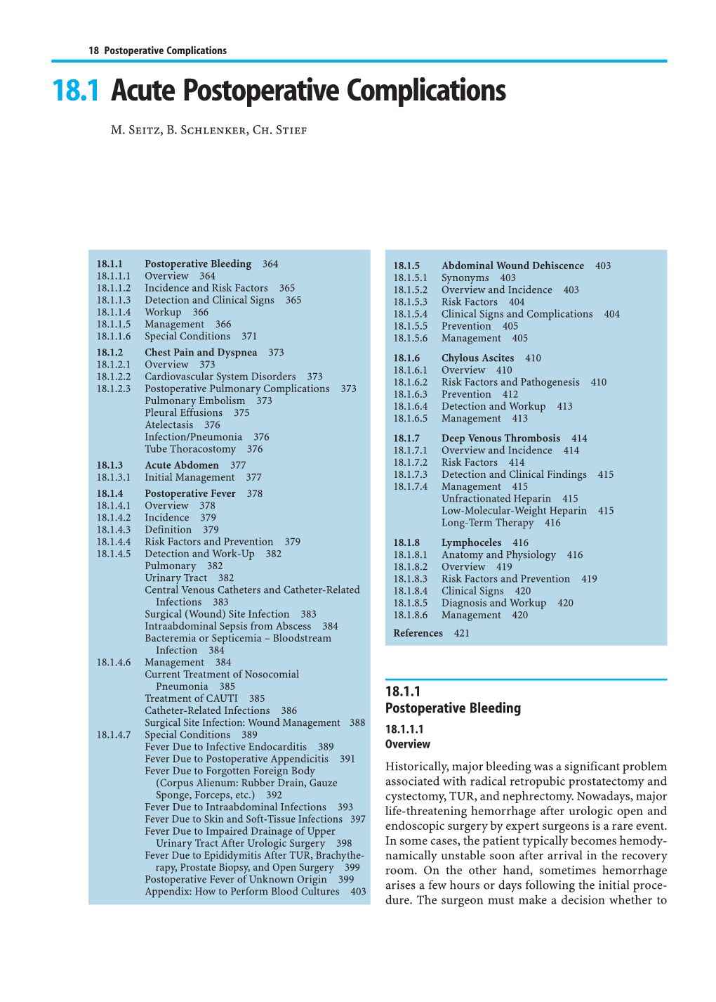 18.1 Acute Postoperative Complications M