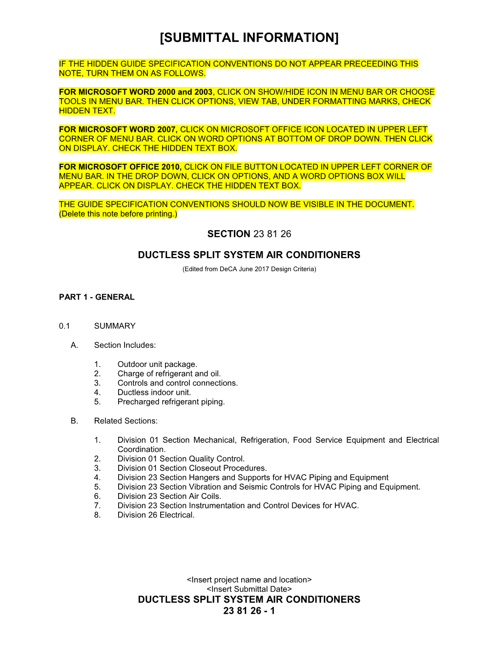 Section 15672-Ductless Split System Heat Pumps