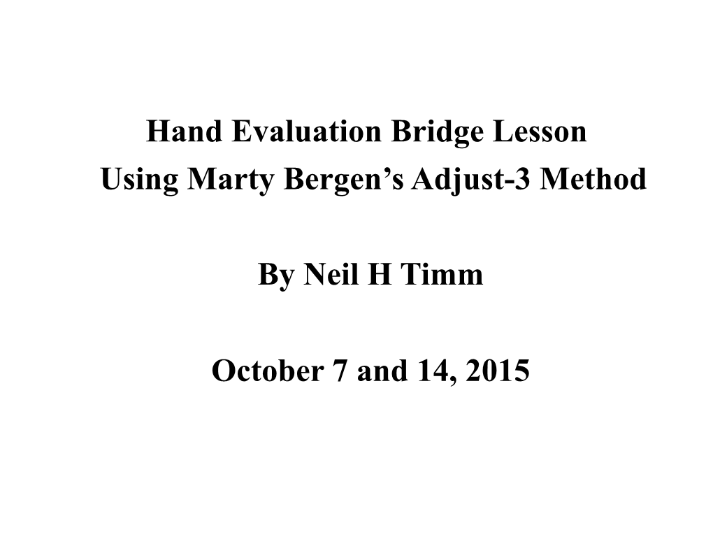 Hand Evaluation Lesson