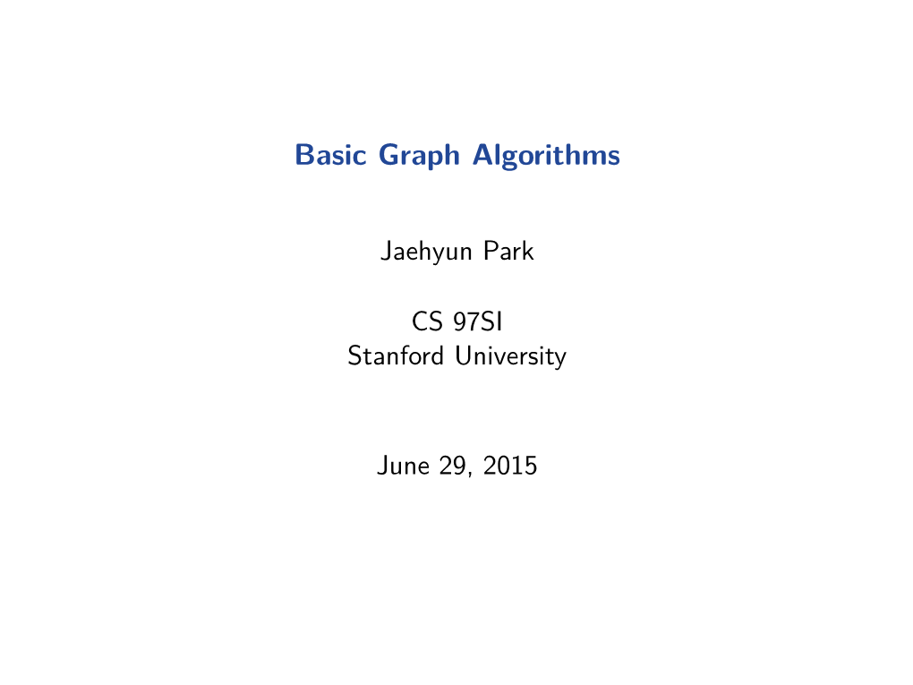 Basic Graph Algorithms