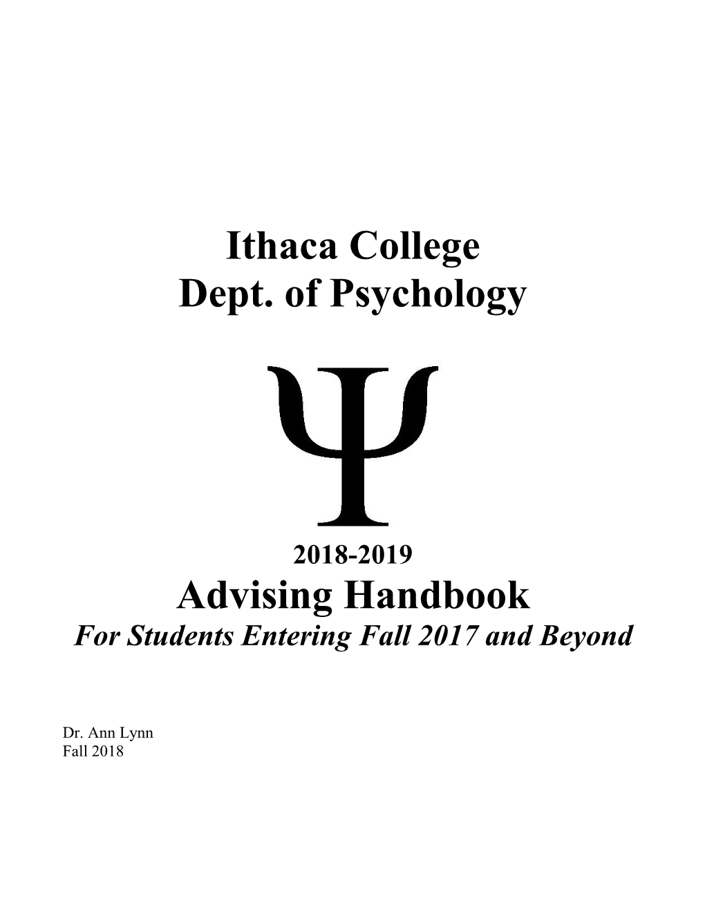 Ithaca College Dept. of Psychology Advising Handbook
