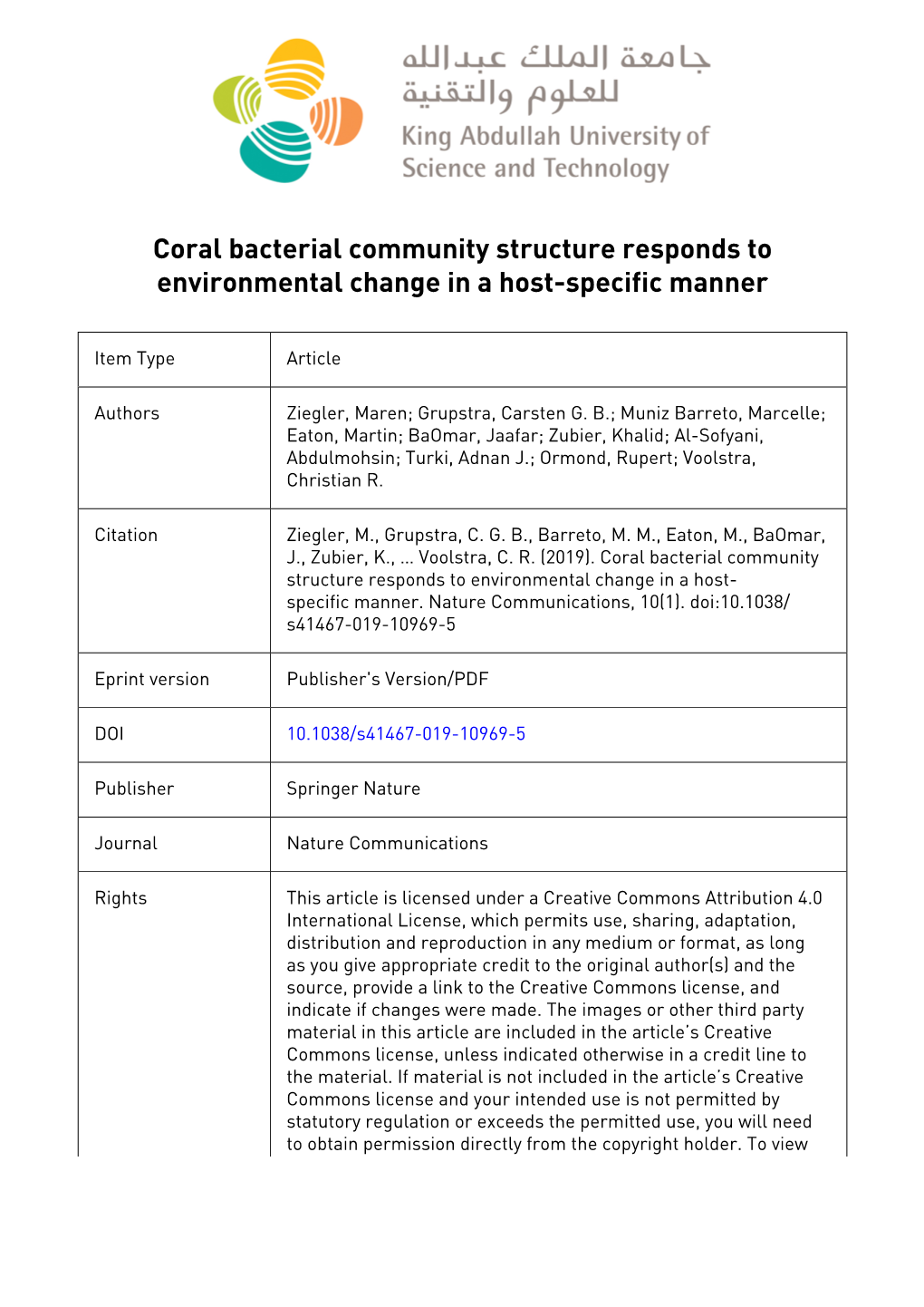 Coral Bacterial Community Structure Responds to Environmental Change in a Host-Specific Manner