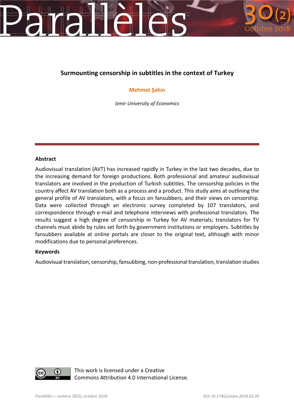 Surmounting Censorship in Subtitles in the Context of Turkey