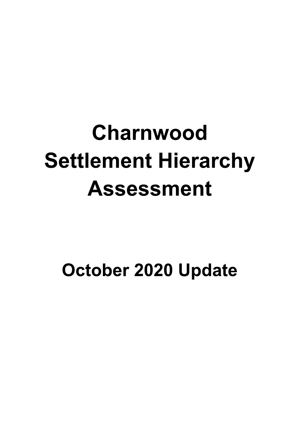 Settlement Hierarchy Assessment