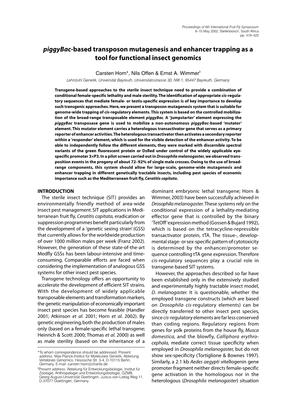 Piggybac-Based Transposon Mutagenesis and Enhancer Trapping As a Tool for Functional Insect Genomics