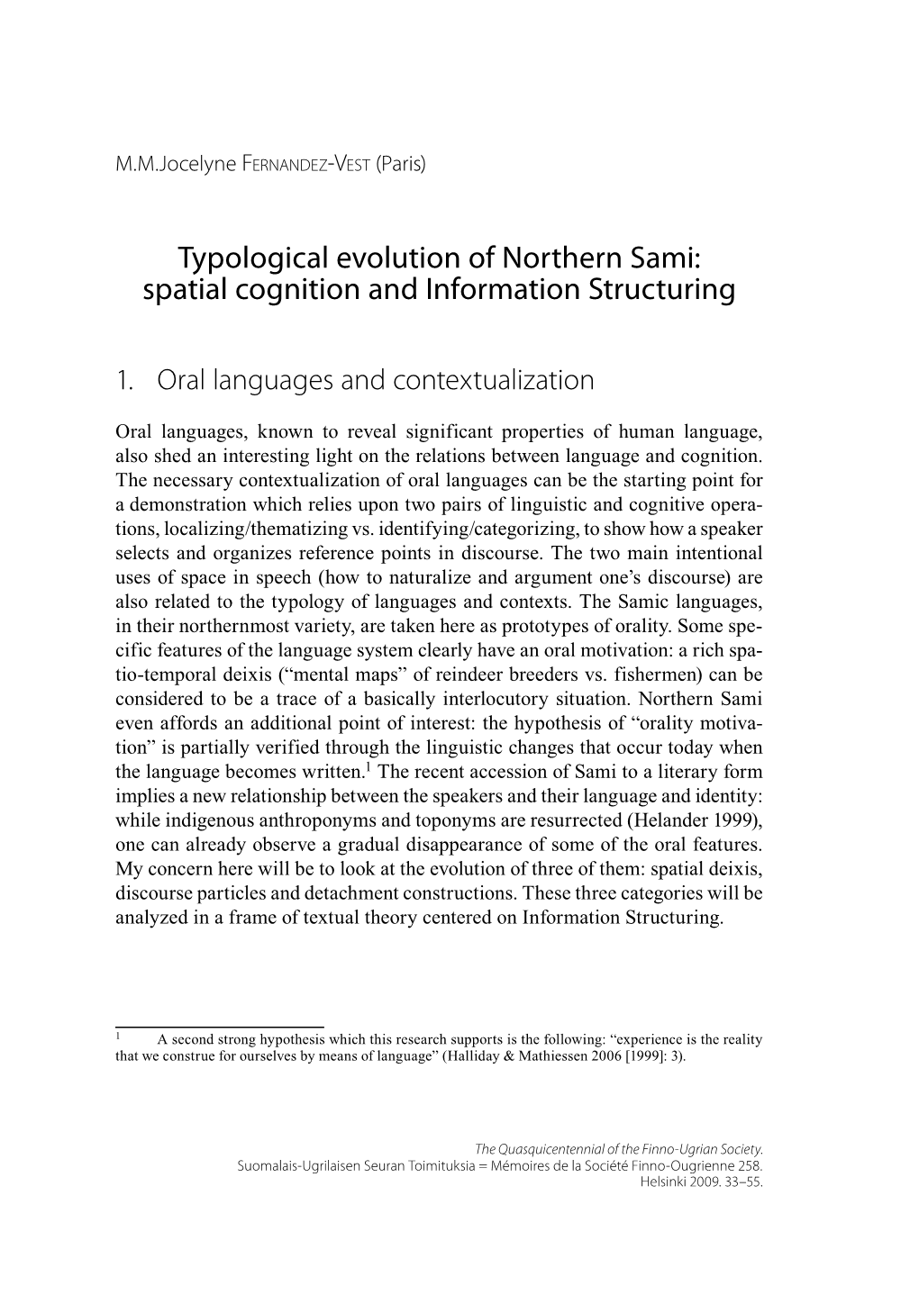 Typological Evolution of Northern Sami: Spatial Cognition and Information Structuring