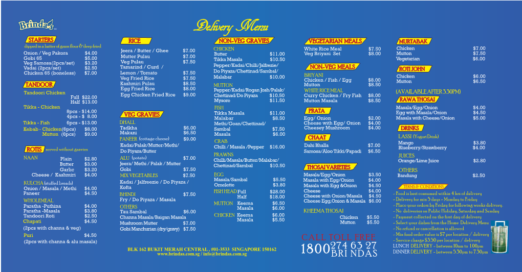 Delivery Menu