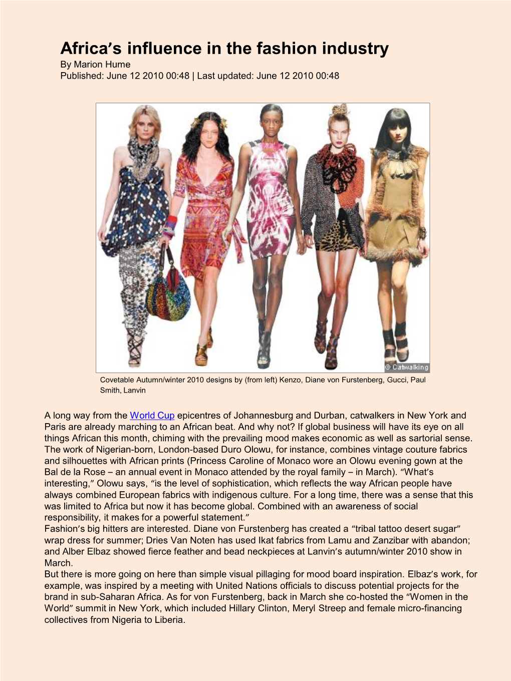 Africa's Influence in the Fashion Industry