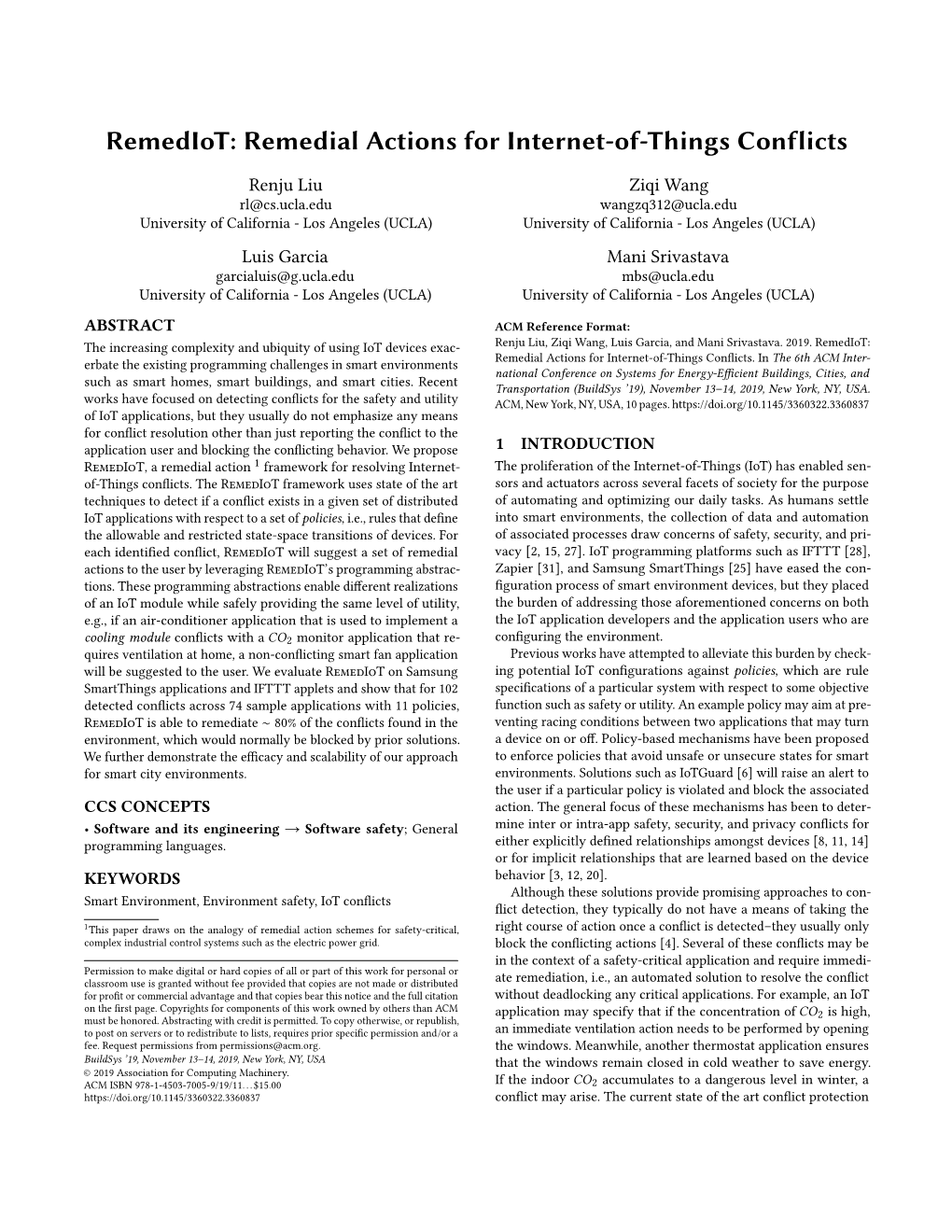 Remediot: Remedial Actions for Internet-Of-Things Conflicts