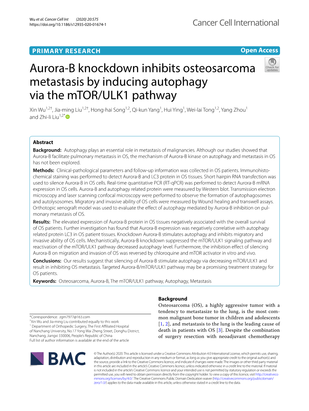 Aurora-B Knockdown Inhibits Osteosarcoma Metastasis By