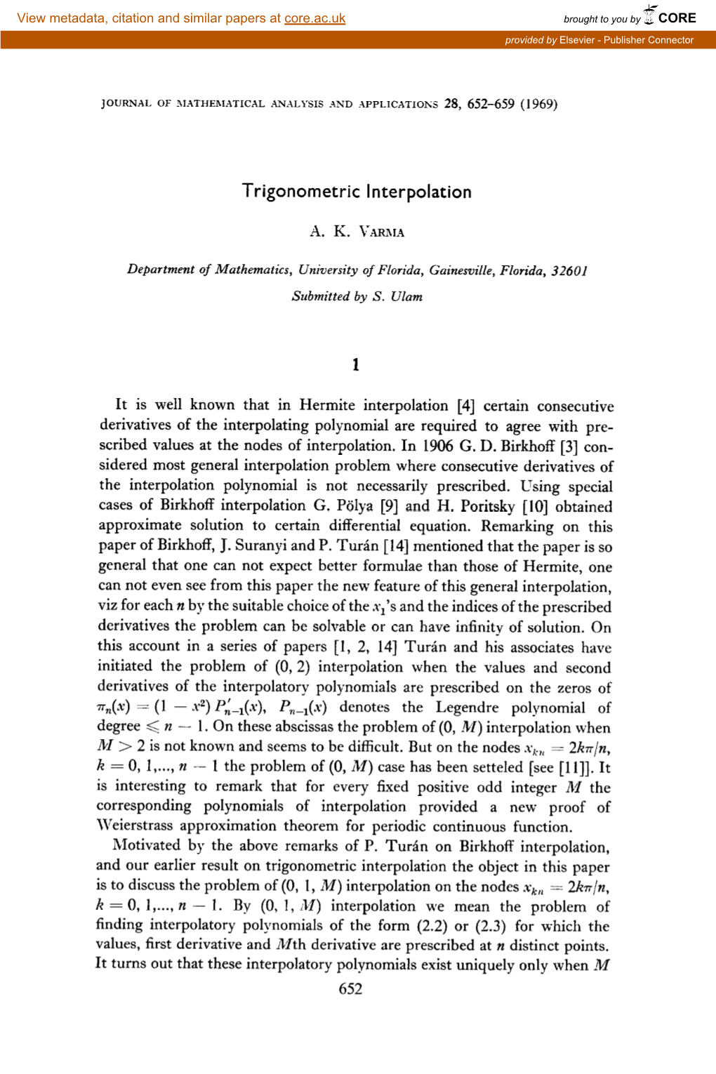 Trigonometric Interpolation