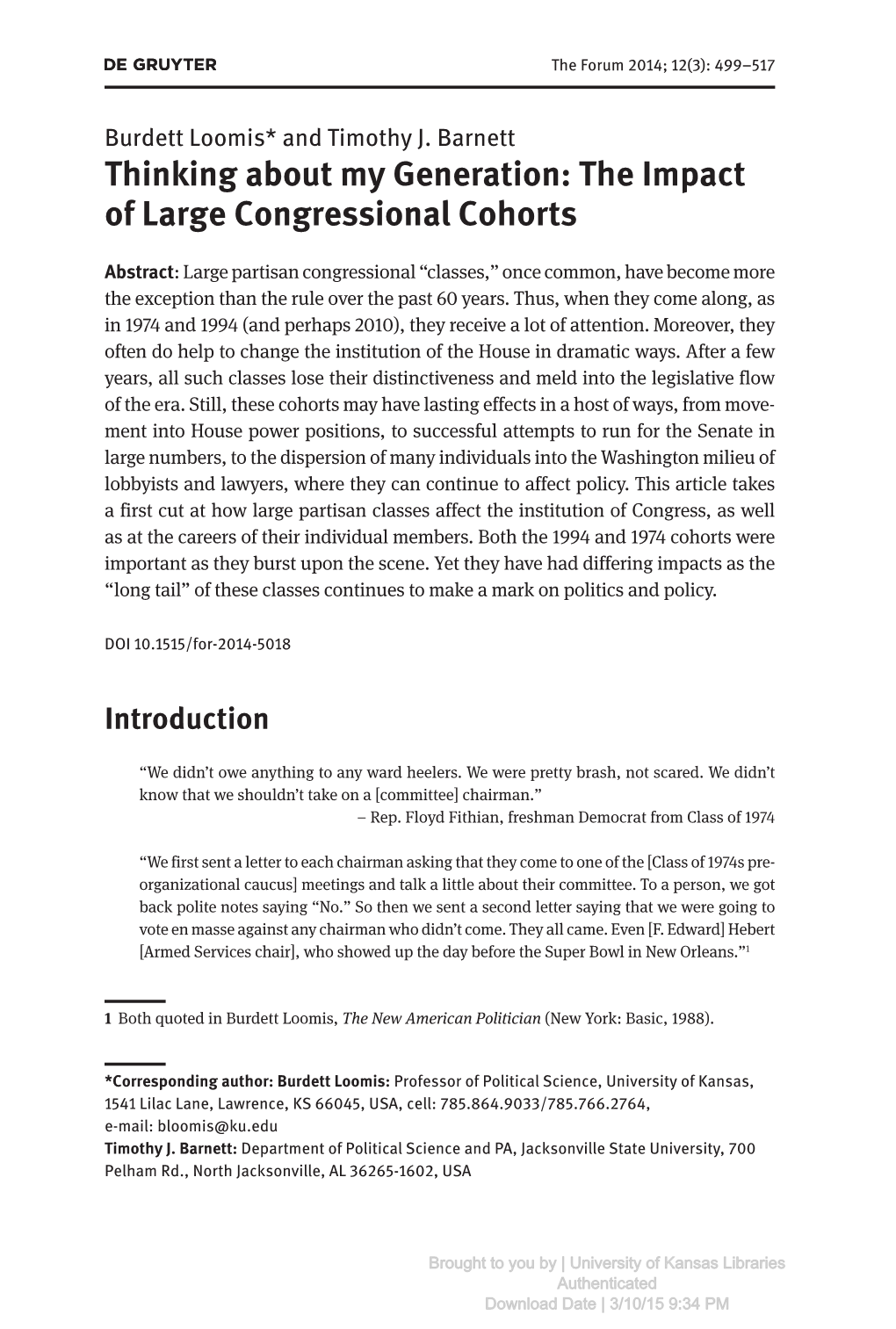 The Impact of Large Congressional Cohorts