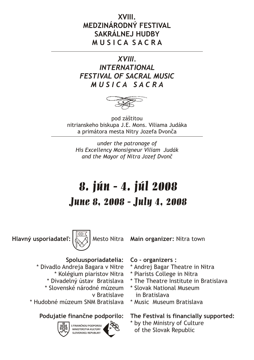 Musica Sacra 2008 Musica Sacra 2008 Bulletin