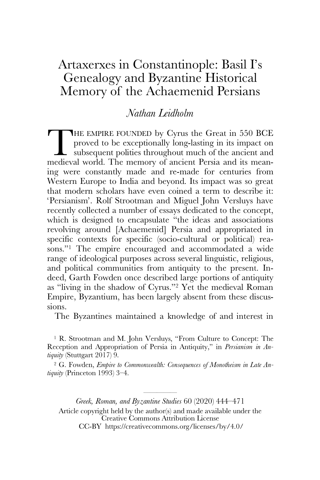 Basil I's Genealogy and Byzantine Historical Memory of The