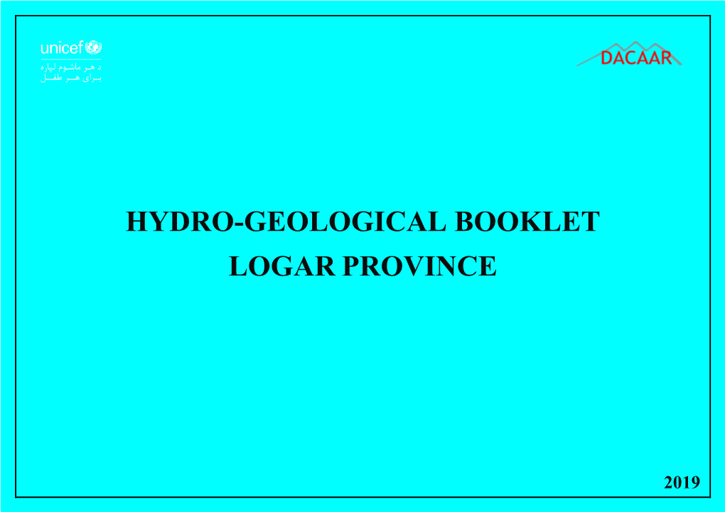 Hydro-Geological Booklet Logar Province