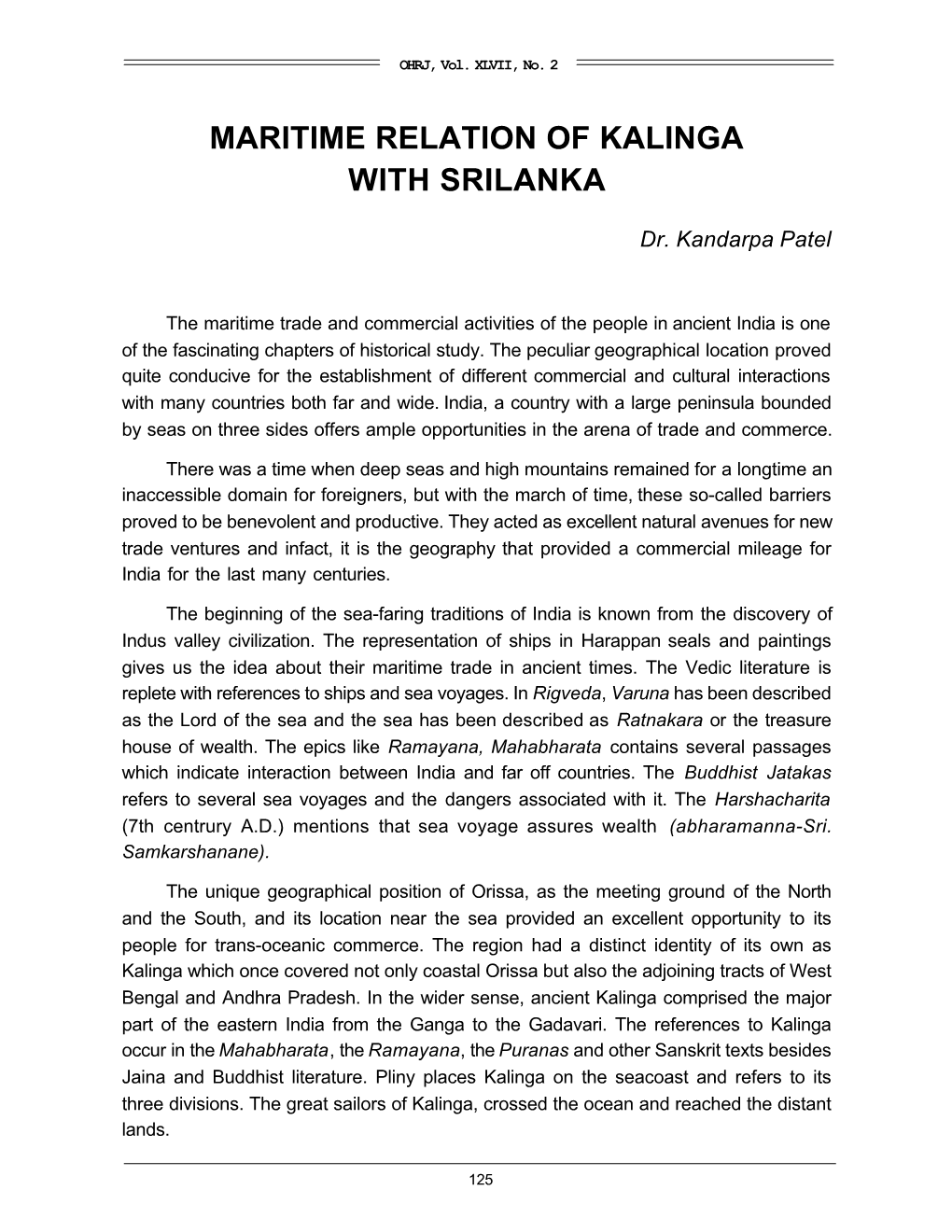 Maritime Relation of Kalinga with Srilanka