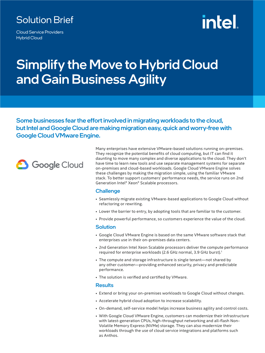Simplify the Move to Hybrid Cloud and Gain Business Agility Solution Brief