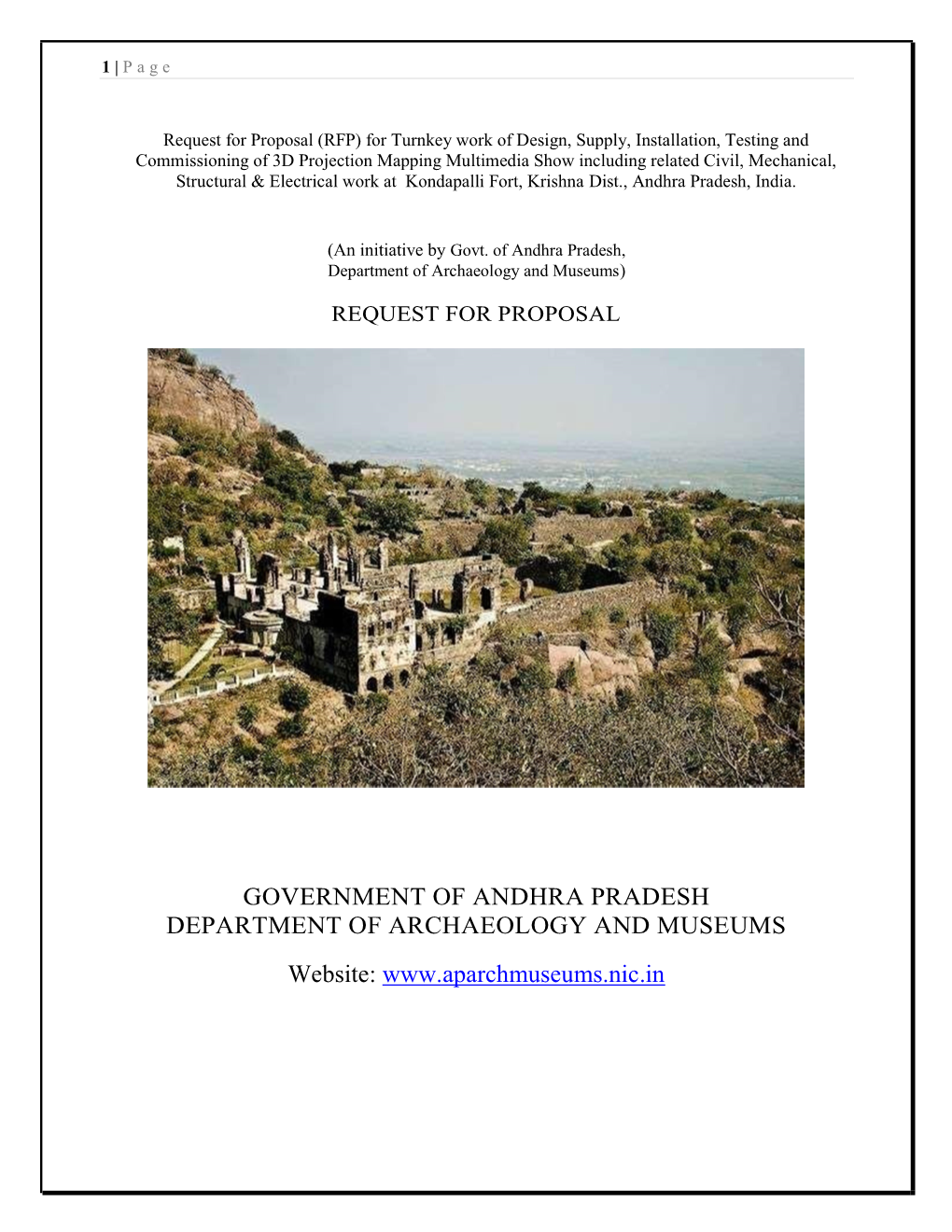 GOVERNMENT of ANDHRA PRADESH DEPARTMENT of ARCHAEOLOGY and MUSEUMS Website: 2 | Page