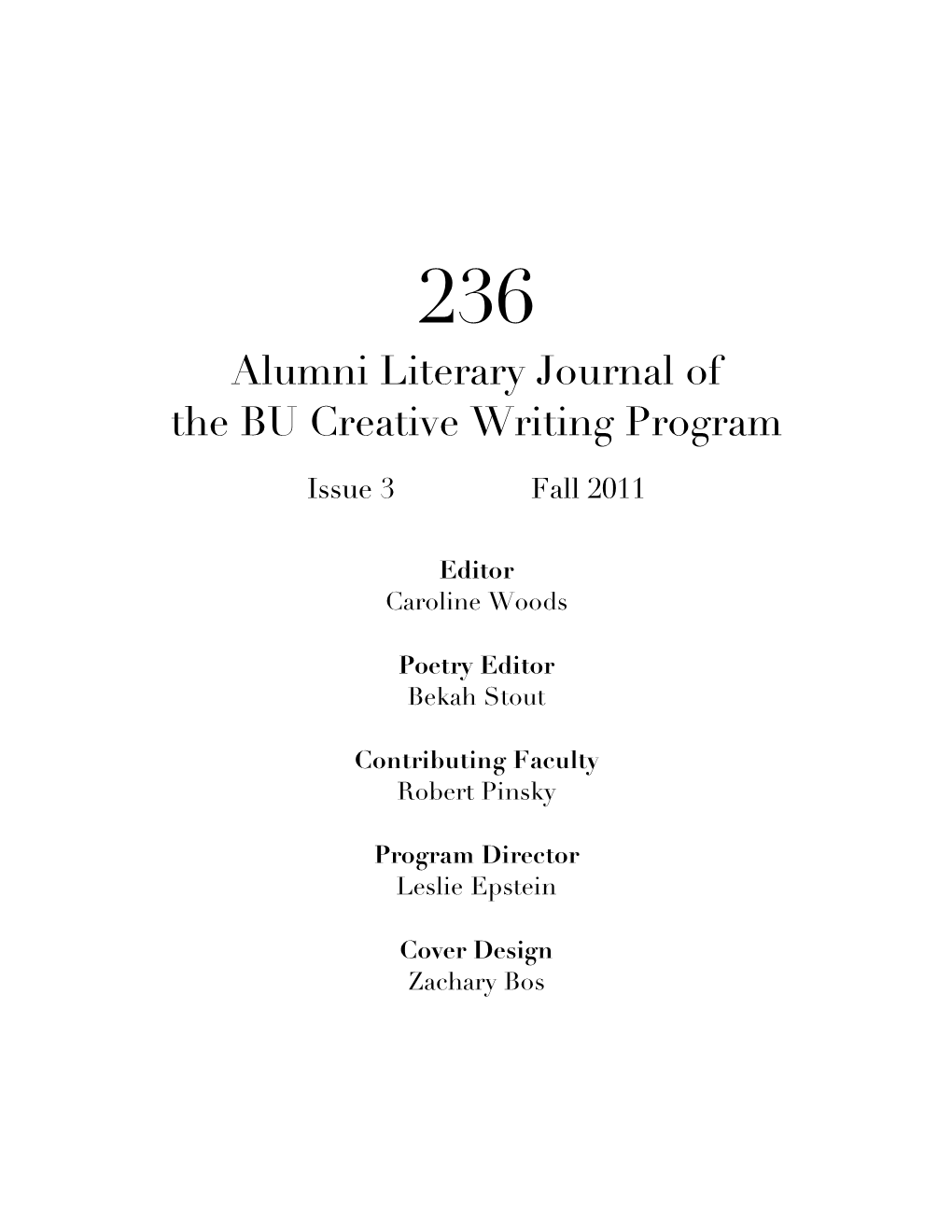 Alumni Literary Journal of the BU Creative Writing Program