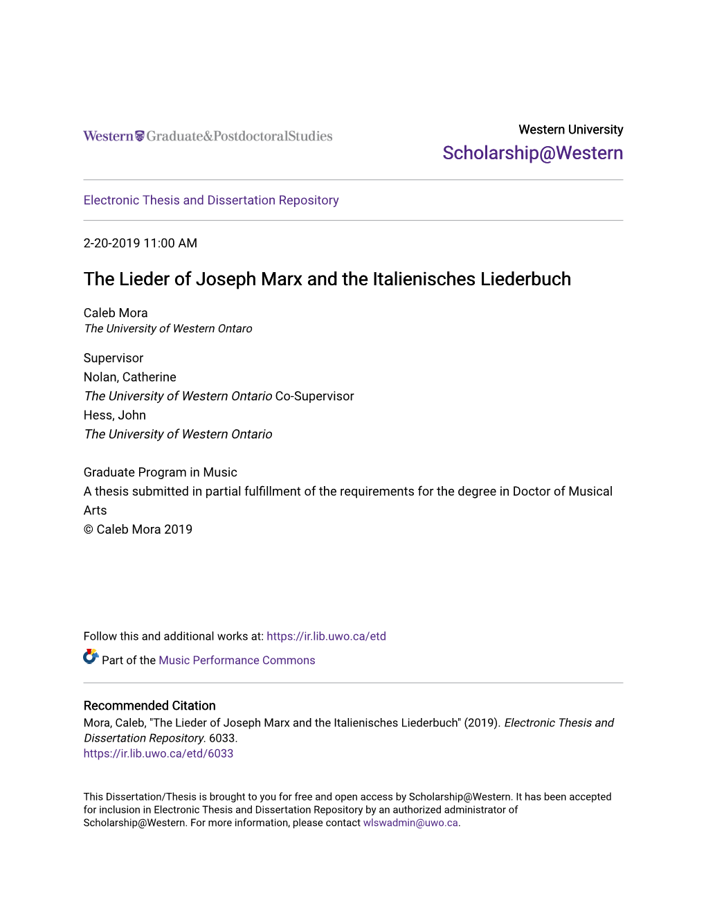 The Lieder of Joseph Marx and the Italienisches Liederbuch