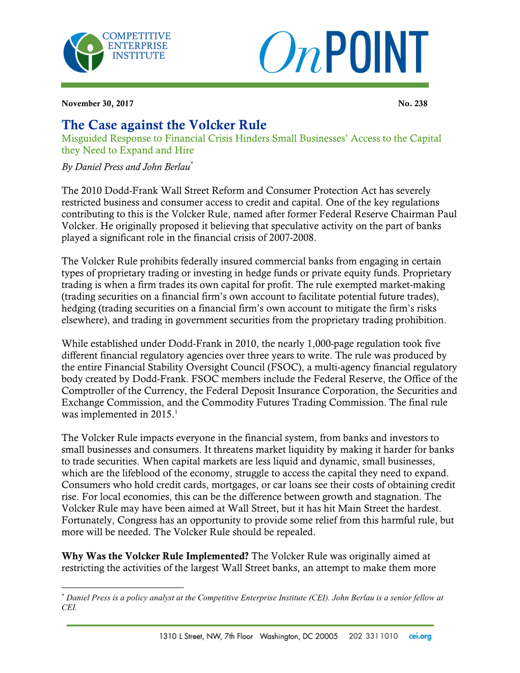 The Case Against the Volcker Rule