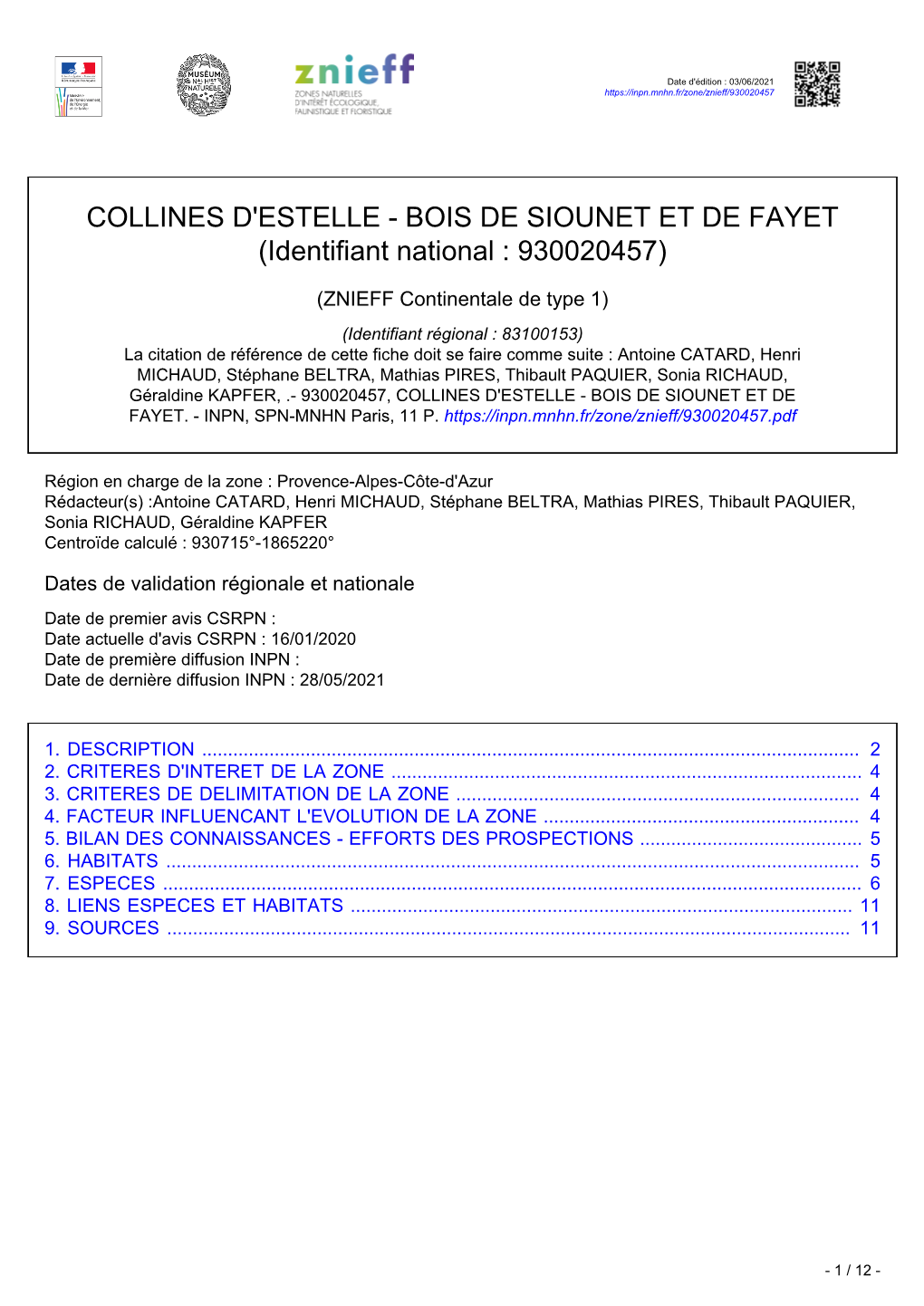 COLLINES D'estelle - BOIS DE SIOUNET ET DE FAYET (Identifiant National : 930020457)