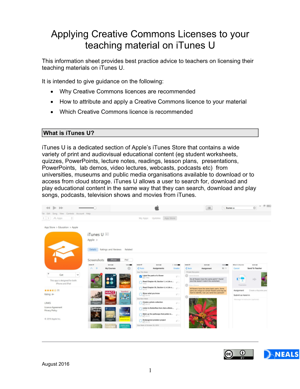 Applying Creative Commons Licenses to Your Teaching Material on Itunes U