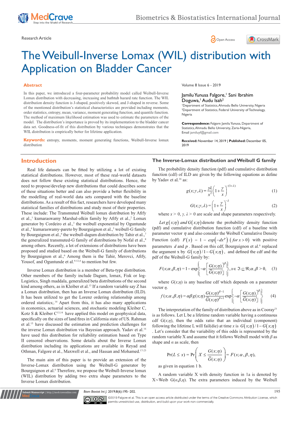 The Weibull-Inverse Lomax (WIL) Distribution with Application on Bladder Cancer