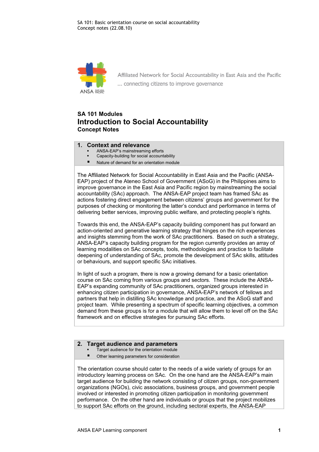 Social Accountability 101 Module