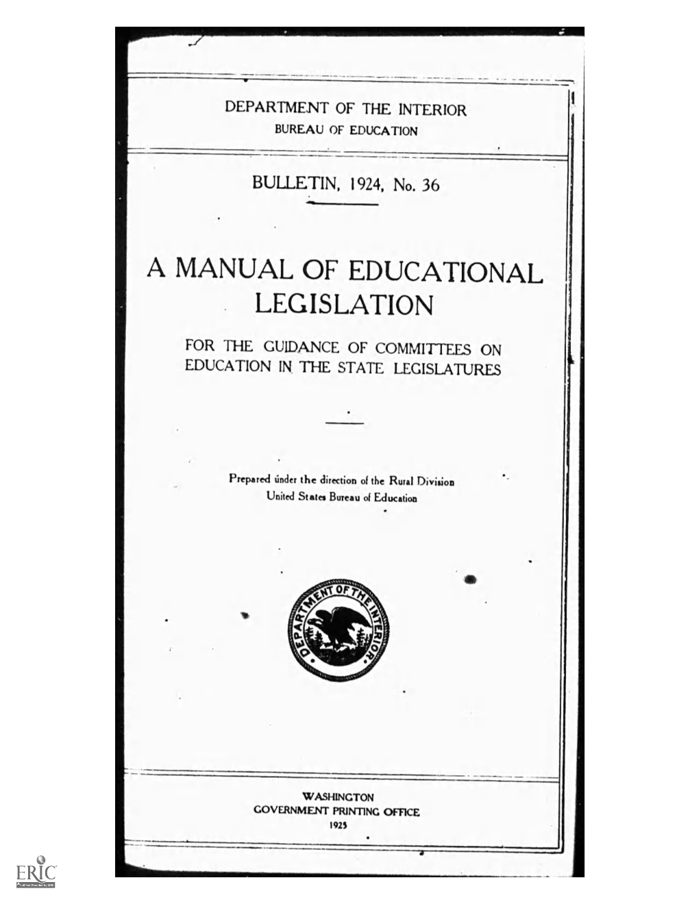 Irectionof the Ruraldivision 3 United Statesbureau Ofeducation