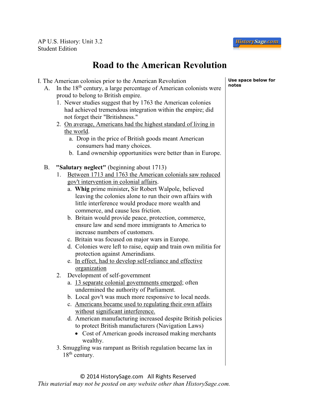 Road to the American Revolution