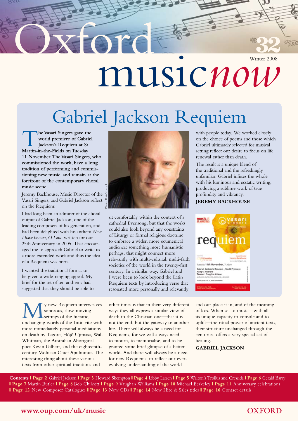 Gabriel Jackson Requiem He Vasari Singers Gave the with People Today