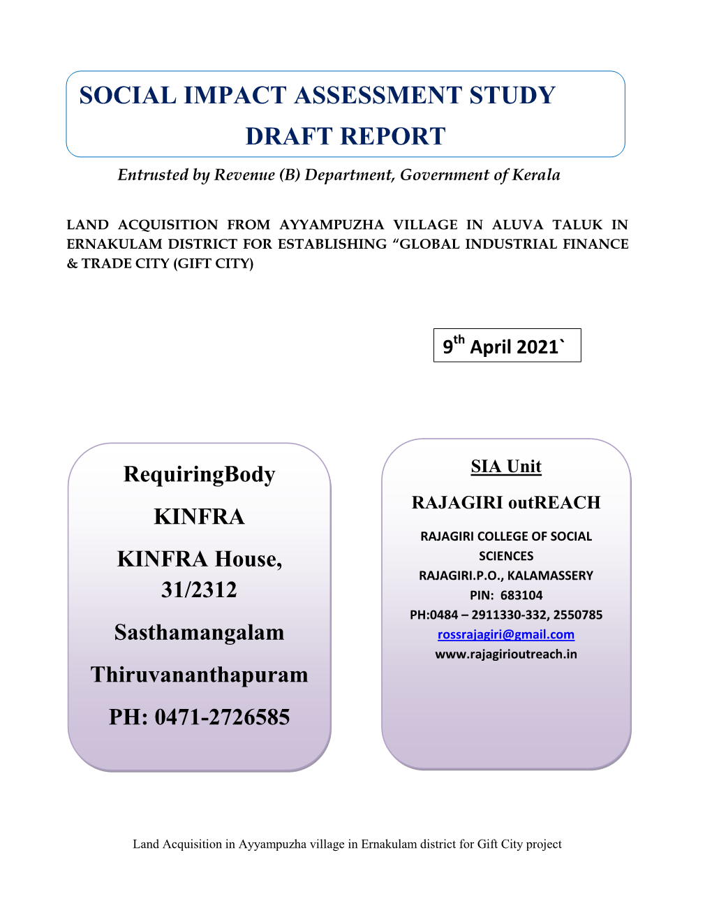 Social Impact Assessment Study Draft Report