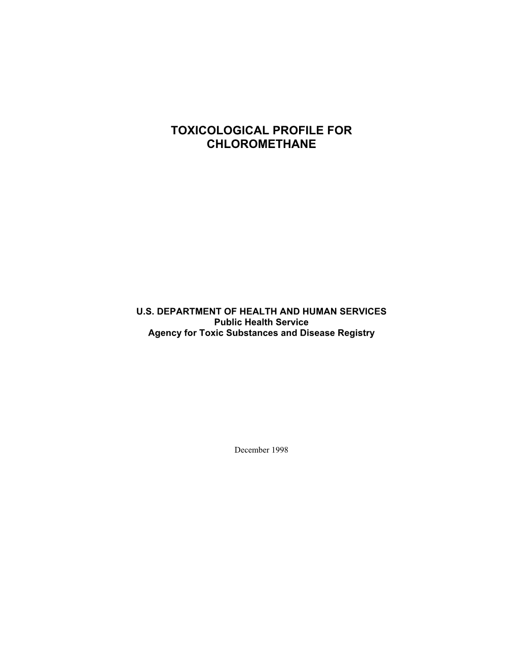 Toxicological Profile for Chloromethane