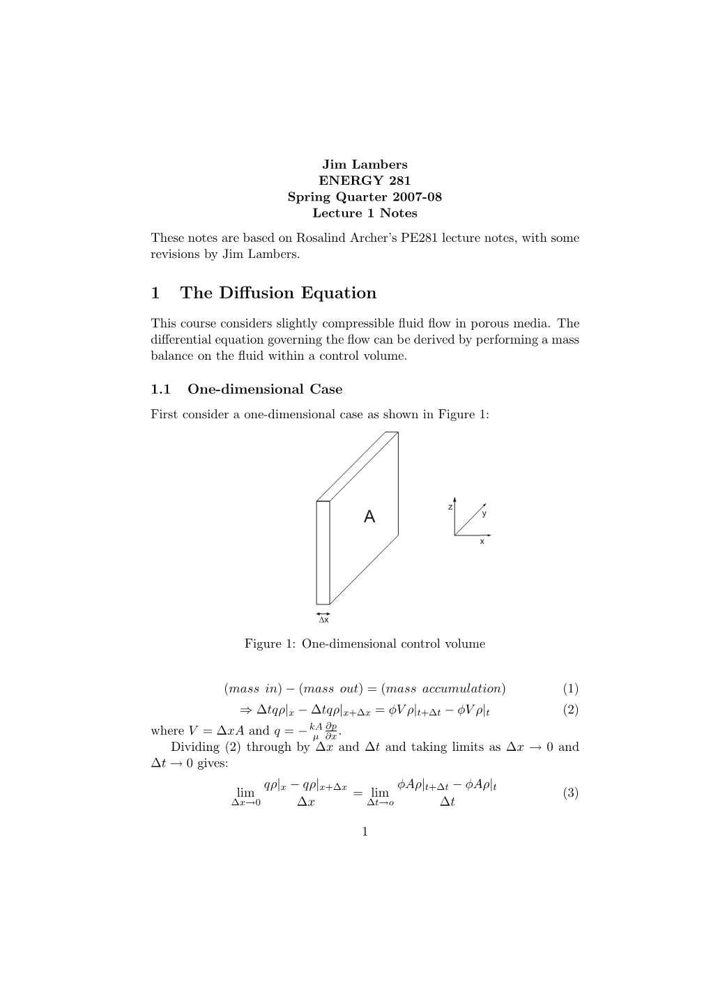 1 the Diffusion Equation A