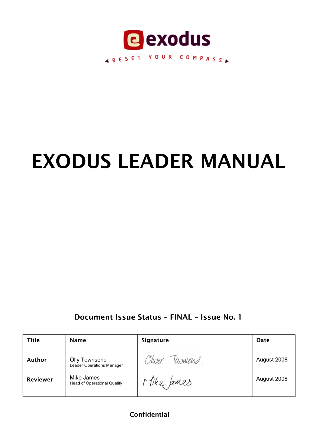 Exodus Leader Manual